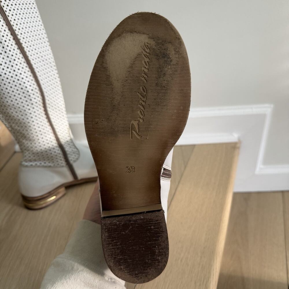 Vintage White Perforated Leather Boots Pronto Moda Baranetti Size 38 - Picture 12 of 12